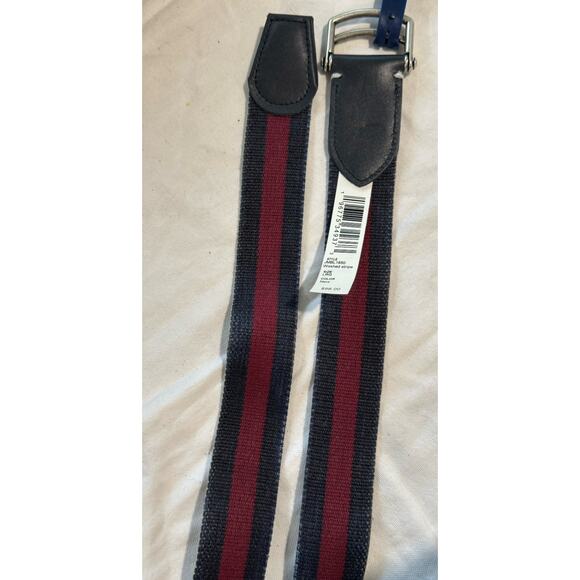Johnnie-O Canvas Belt Washed Red Navy Striped Size Large 48.5” Length NEW - Picture 5 of 6